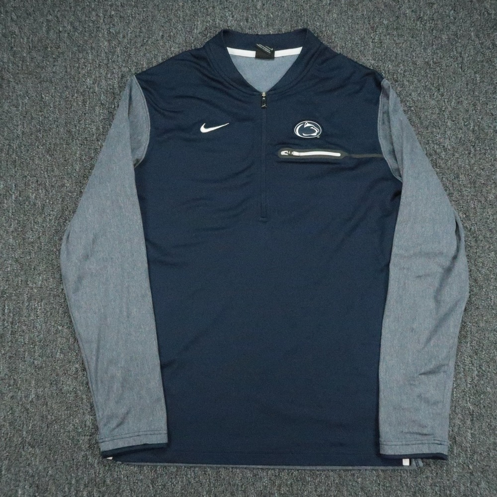 Penn State Nittany Lions Pullover Mens Medium Blue Nike Quarter Zip Dri FIT